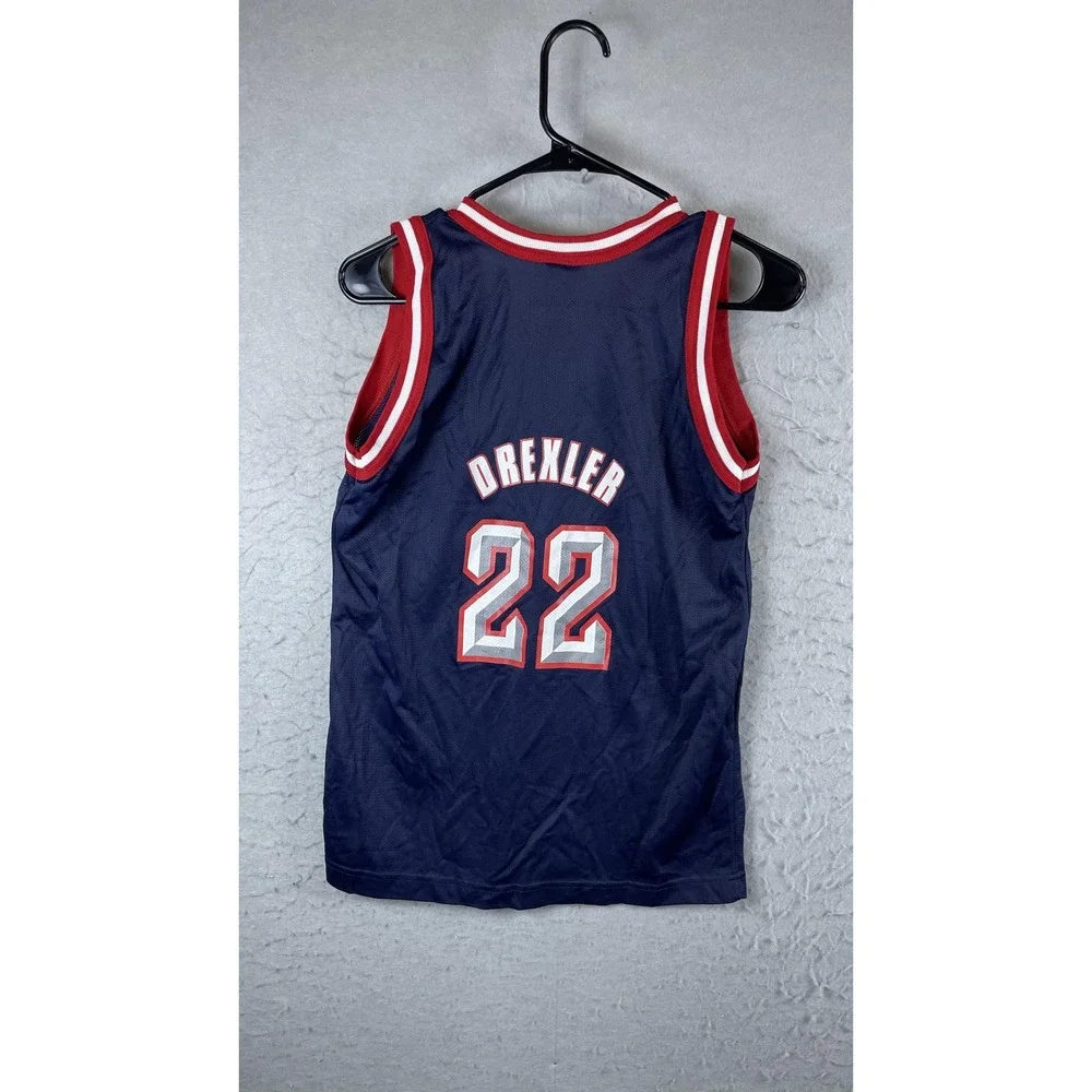 Vintage Houston Rockets Jersey Boys Large‎ Blue NBA Basketball Champion Drexler - Picture 8 of 10